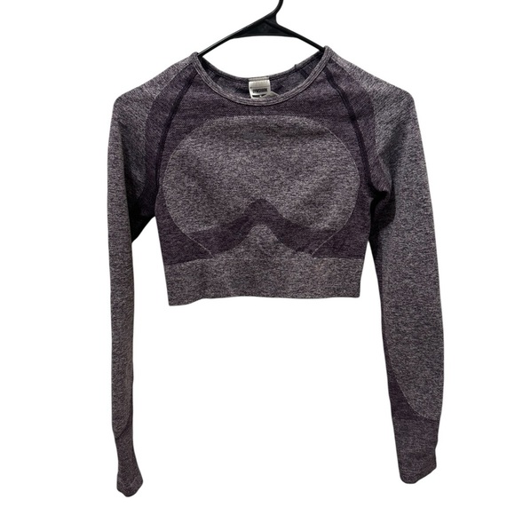 Gymshark Purple FLEX SPORTS LONG SLEEVE CROP TOP size Medium - Picture 1 of 4